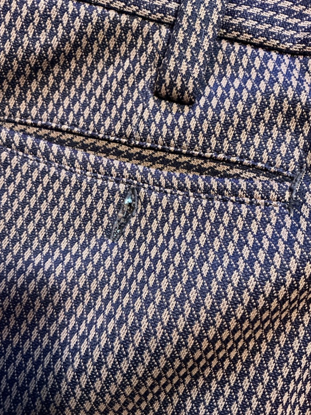 Vintage 70s Houndstooth Polyester Knit Flare Disco Atomic Leisure Dress Pants - Picture 13 of 13